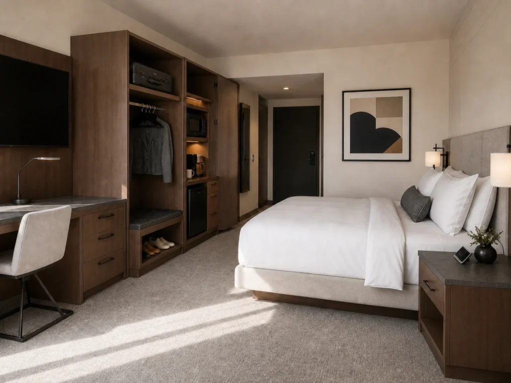 Coordinated extended-stay hotel furniture package for a Canadian project