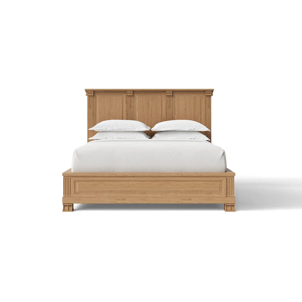 Modern Oak Solid Wood Platform Bed with Panel Headboard – Alternate bedroom view