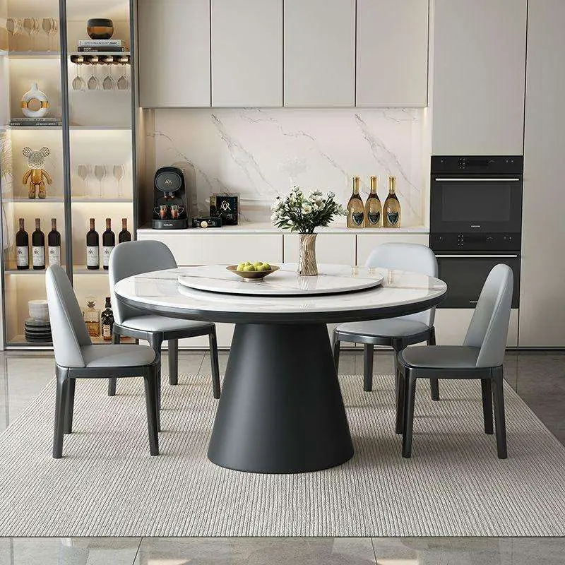 Solid Oak Round Dining Table with Rotating Lazy Susan — additional configuration view