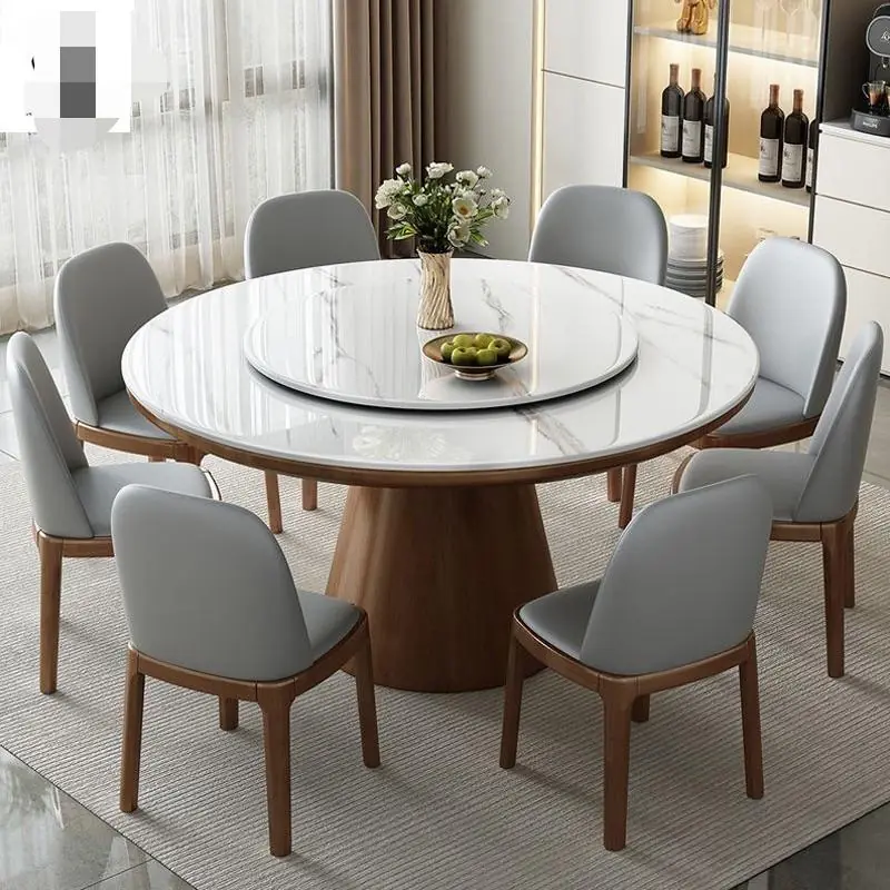 Solid Oak Round Dining Table with Rotating Lazy Susan view 6
