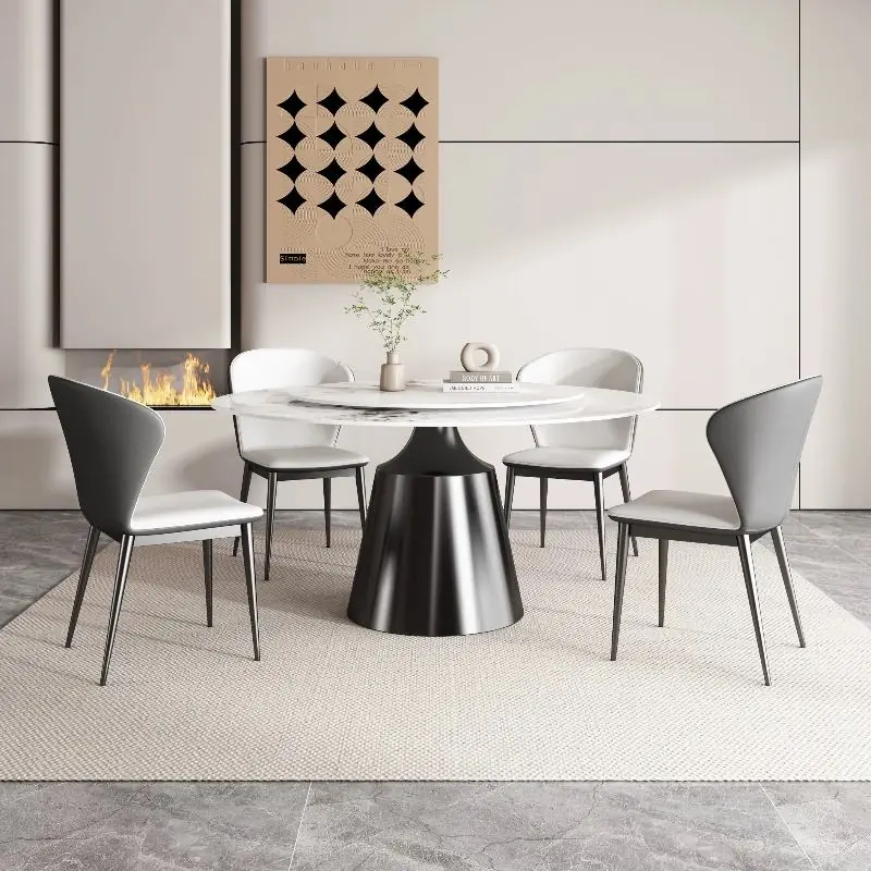 Luxury Modern Round Stone Dining Table Set for 4–8 Guests