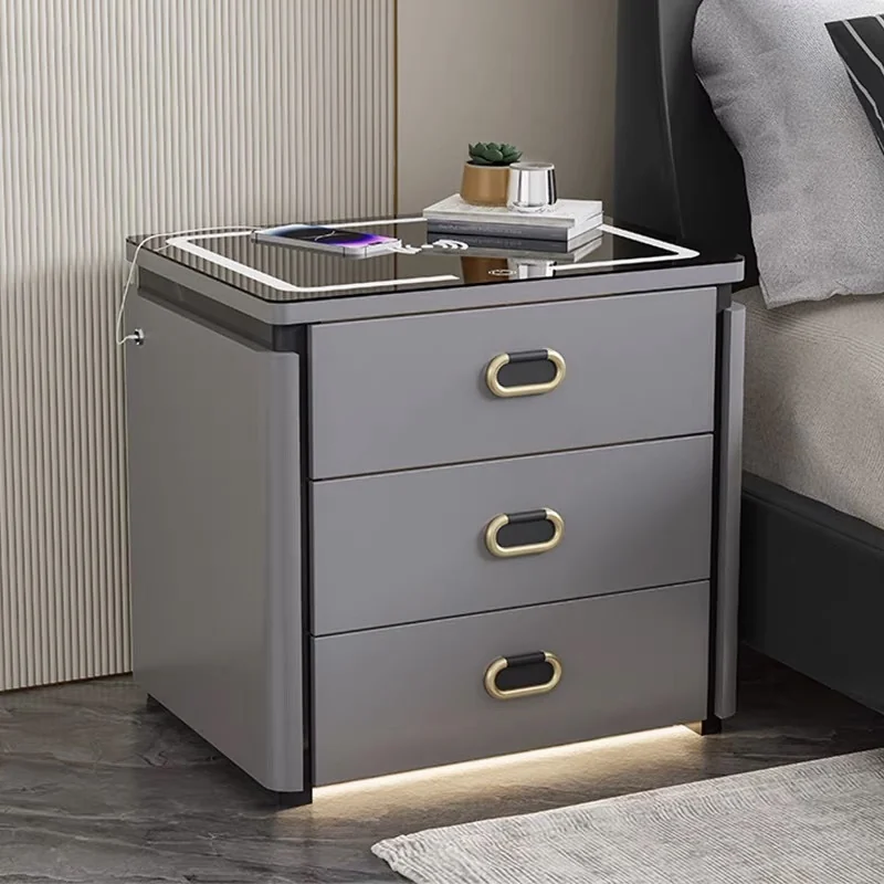 Smart Safe Nightstand with Fingerprint Lock & Wireless Charging