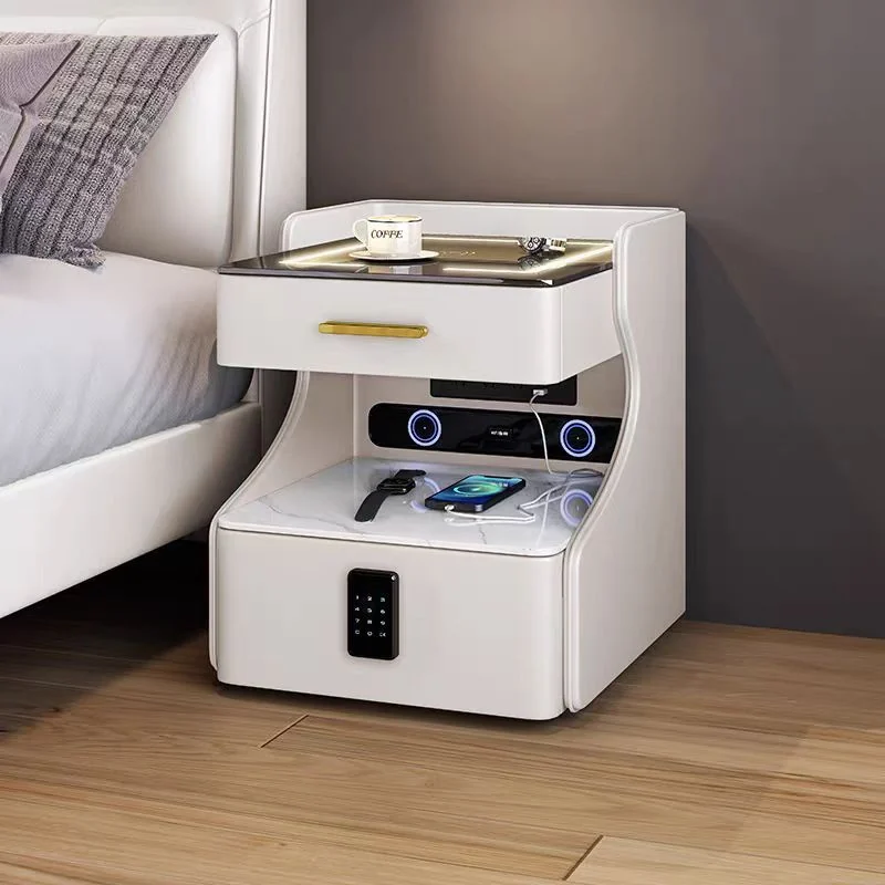 Hotel Smart Nightstand with Open Charging Shelf