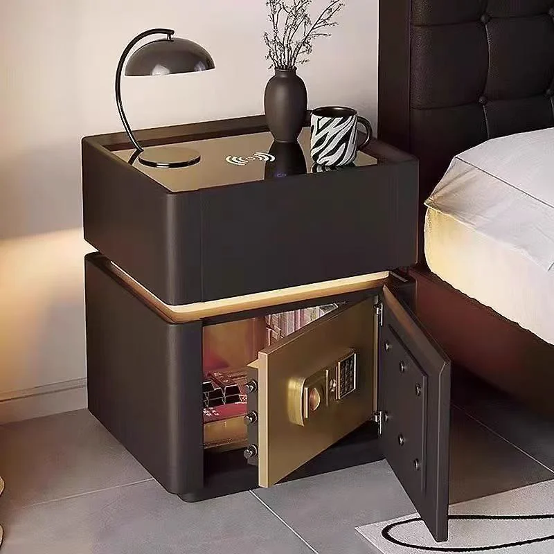 Smart Bedside Safe Cabinet with Wireless Charging
