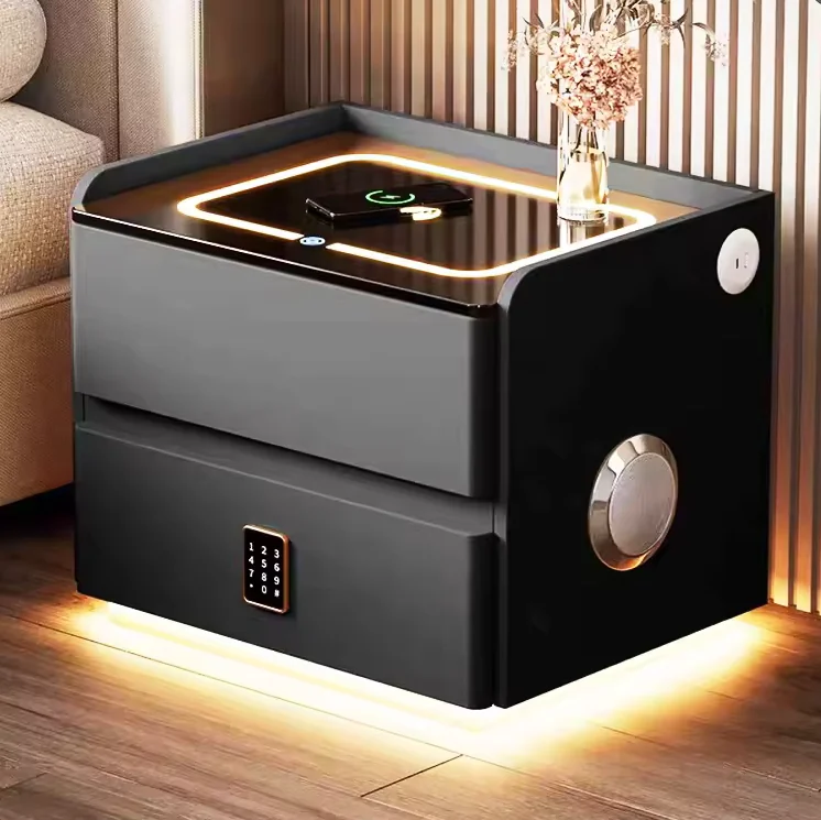 Luxury Smart Nightstand with Bluetooth Speaker & Fingerprint Lock