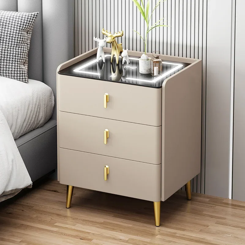 Slim Three-Drawer Wireless Charging Nightstand