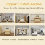 Customization graphic with six room layouts and the text about choosing style, color and board material