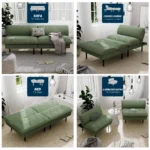 Four ways to use the futon: sofa, chaise lounge, bed and two separate armless seats