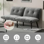 Close-up of the soft tufted seat cushions