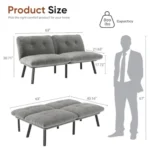 Dimensions: 63 in wide, 30.71 in high, seat height 17.72 in, bed 63 × 40.16 in
