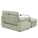 Back of the loveseat showing the USB port and phone holder on the arm