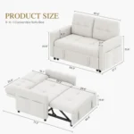 Dimensions: sofa 54.3 × 27.1 in, bed 71.2 × 46.4 in