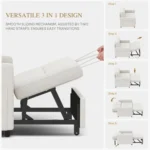 Steps for pulling the seat out and lowering the backrest into a bed