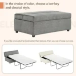 Closed ottoman, with the bed shown in gray and cream