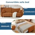 Day and night use: sofa in a living room and pulled out as a bed