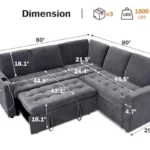 Dimensions: 80 × 80 in L-shape, 31.1 in high, 29.5 in deep