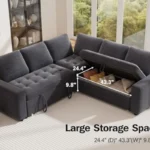 Storage seat lifted open, 43.3 × 24.4 × 9.8 in