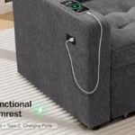 USB and Type-C charging ports in the sectional arm