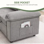 Side pocket on the padded arm holding magazines