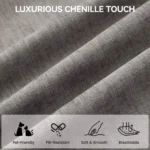 Close-up of the gray chenille fabric