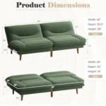 Dimensions: sofa 65 × 30.5 × 28 in, bed 65 × 34 × 14 in