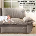 Child asleep on the sofa, seat height 18 in