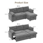 Dimensions: 80 × 50.4 × 33.9 in, bed 72 × 47 in