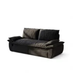 Black corduroy sofa on a white background