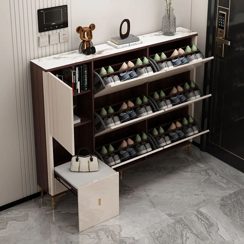 Adjustable Multi-Tier Slim Wooden Shoe Cabinet