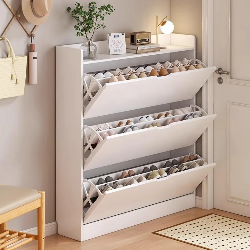 Modern Slim Multi-Tier Flip-Drawer Shoe Cabinet