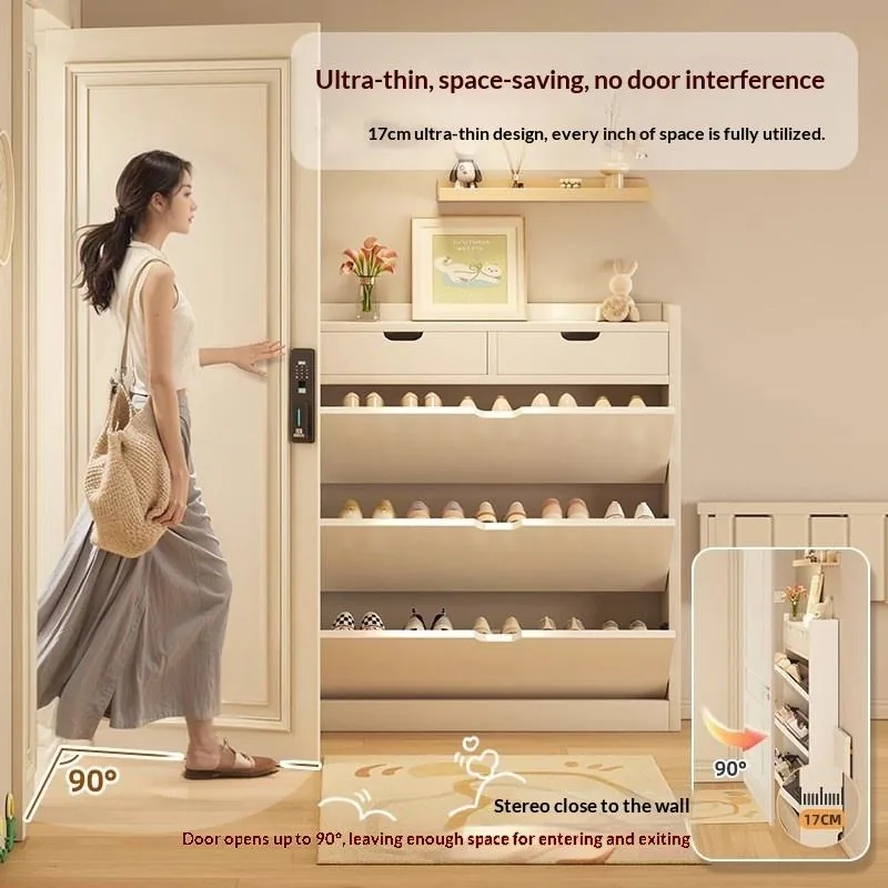 Modern Slim Multi-Tier Flip-Drawer Shoe Cabinet product view 2