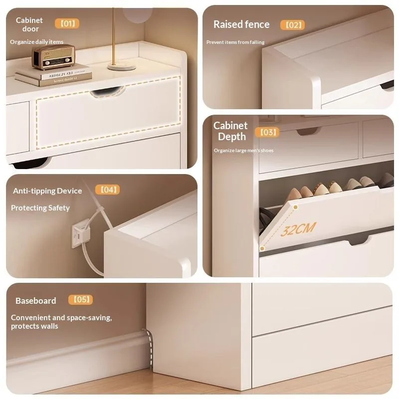 Modern Slim Multi-Tier Flip-Drawer Shoe Cabinet product view 3