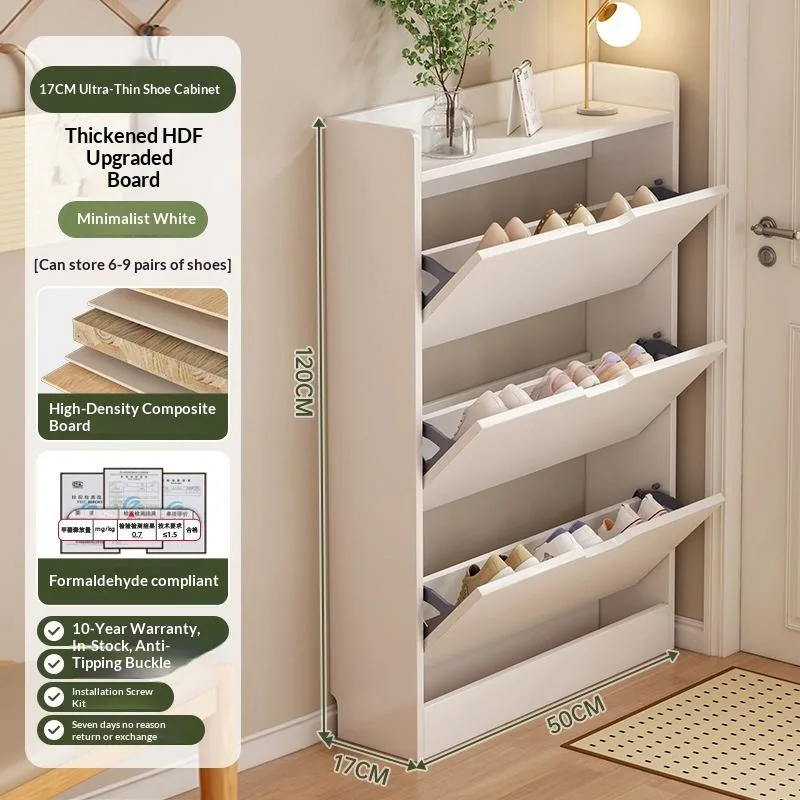 Modern Slim Multi-Tier Flip-Drawer Shoe Cabinet product view 4