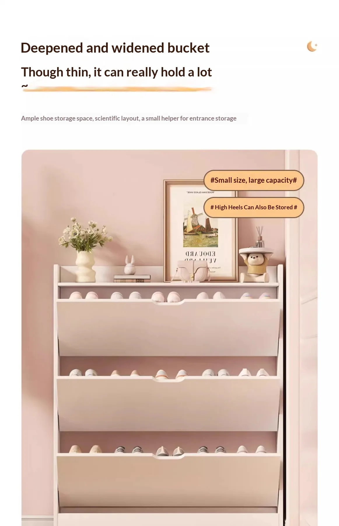 Modern Slim Multi-Tier Flip-Drawer Shoe Cabinet product view 17