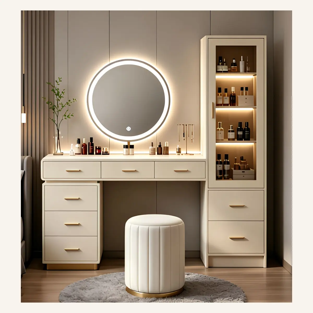 Professional Three-Mode LED Vanity with Display Cabinet