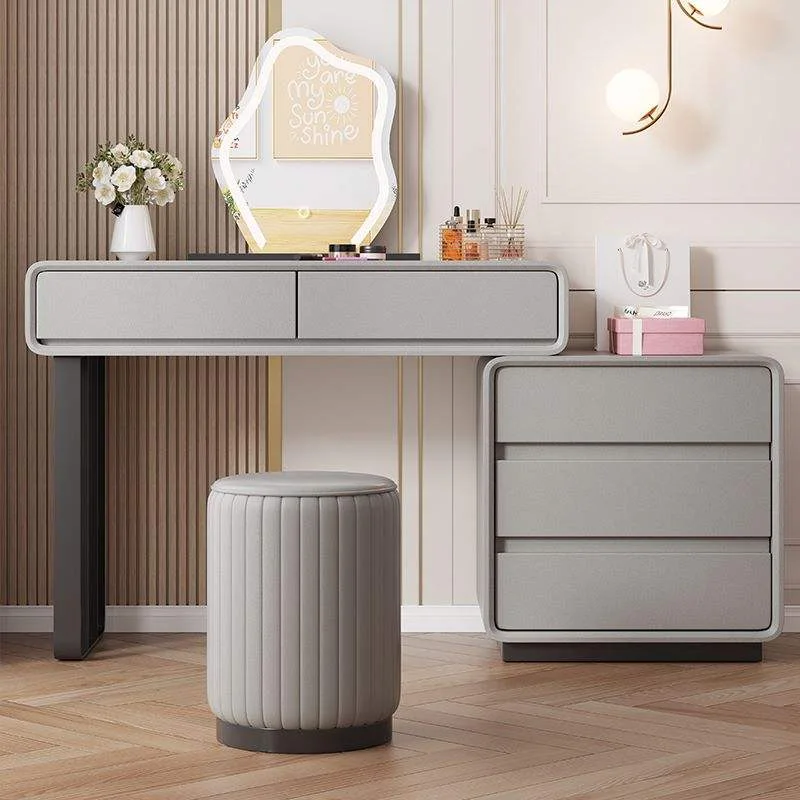 Light-Luxury Cream Stone-Top Vanity with Organic LED Mirror