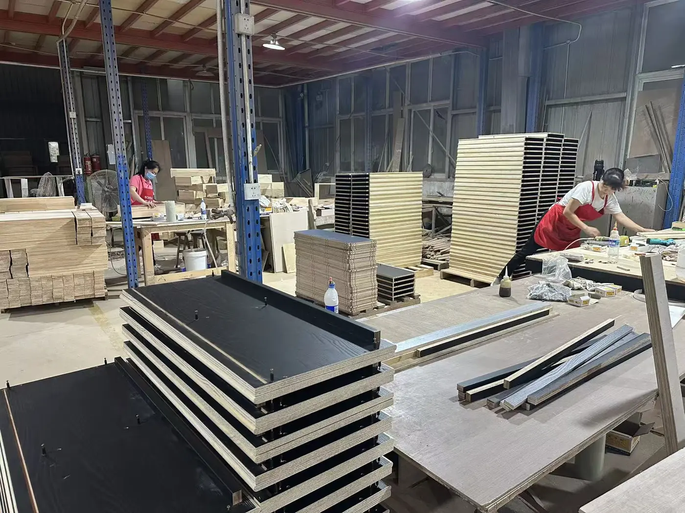 Furniture components prepared for assembly