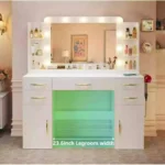 Front view of the vanity with the legroom area labeled 23.6 inch legroom width